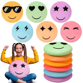RattanView 6 Pcs Smile Face Floor Pillows for Classroom 15 Inch Pastel Face Throw Pillows Preppy Floor Seating Cushion Chair Pads for Back to School First Day Learning Playing Areas Classroom Decor