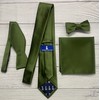 KissTies Boys Tie Olive Green Satin Solid Necktie For Kids