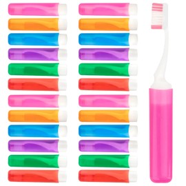 Travel Toothbrush, 24PCS Travel Toothbrush Set, Mini Toothbrushes Soft Portable Toothbrushes Travels with Tooth Brush Cover Small Folding Toothbrush Individually Wrapped for Camping Home