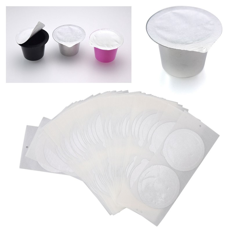 Disposable Aluminum Foils Lids Coffee Capsule Cups with Wooden Stand