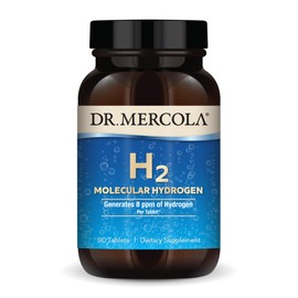 Dr. Mercola H2 Molecular Hydrogen - Supports Healthy Aging, Cellular Energy & Brain Health - with Elemental Magnesium - GMO-Free, Gluten-Free & Soy-Free - 90 Tablets (90 Servings)