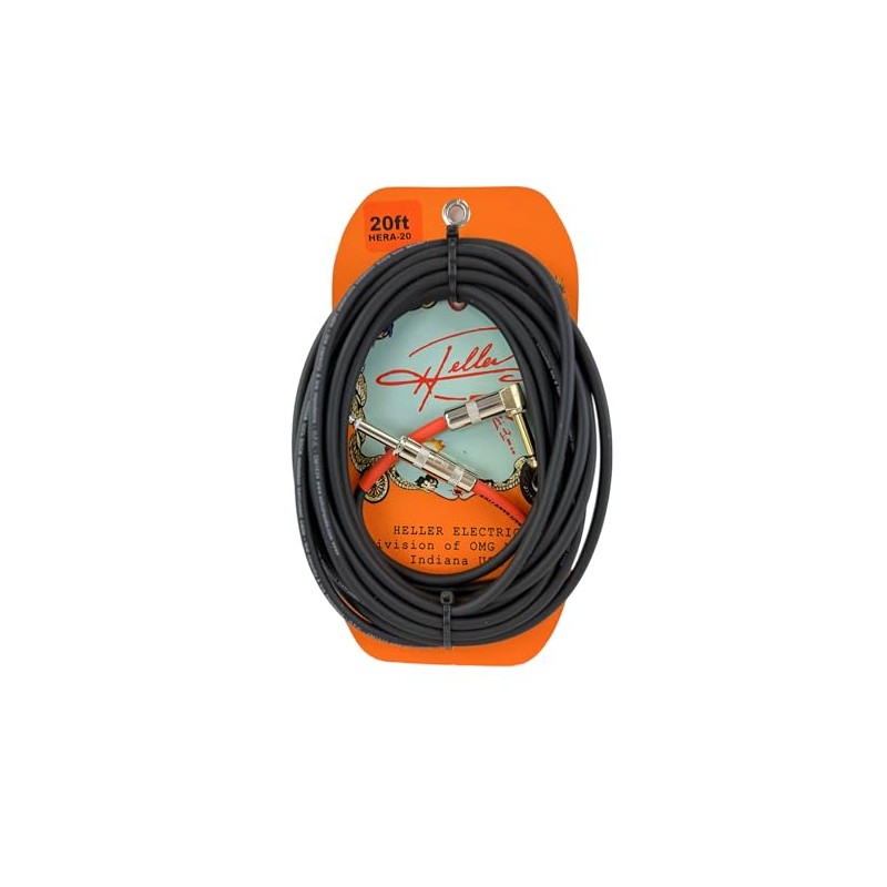 Heller Electric High-Standard Instrument Cable, 20ft, Electric Guitar & Bass,