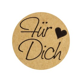 Ideen mit Herz Kraft Paper Stickers, For You, Diameter 2.5 cm, Label Stickers on Roll, Pack of 500, Ideal for Wedding, Birthday, Thank You Cards, Invitations, Greeting Cards