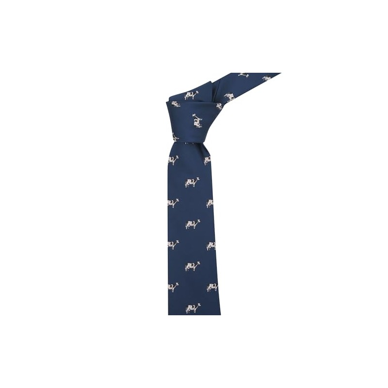 King & Priory Navy Blue Embroidered Cow Tie
