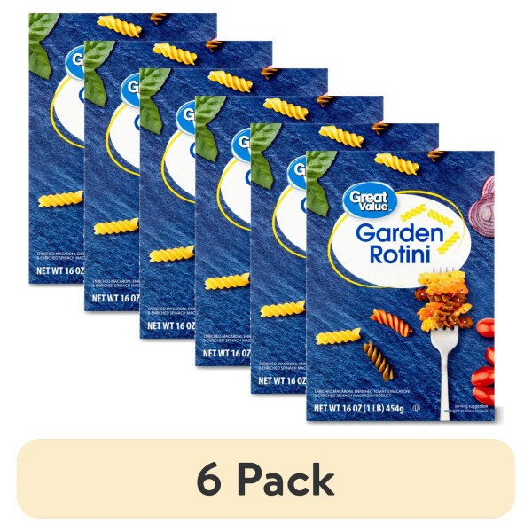 Great Value Garden Rotini Pasta, 16 oz 6 pack
