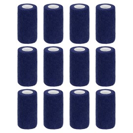 MECCANIXITY 12 Pack Elastic Cohesive Bandage Wrap 4 Inch x 5 Yards Breathable Self Adhesive Athletic Tape Roll Navy Blue for Sports Wrist Ankle Support