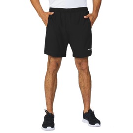 BALEAF Men's 5 Inches Running Athletic Shorts Zipper Pocket Black Size S