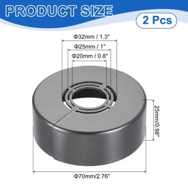 sourcing map 2Pcs Wall Split Pipe Flanges, 0.98" Thick Plastic Cuttable Escutcheon Plate Plumbing Cover Fit 0.8"/1"/1.3" OD for Water Pipe Faucet Decoration, Dark Gray