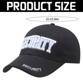 6Pcs Security Baseball Cap 3D Embroidered Adjustable Security Hat for Security Guard Uniform Officer Bouncer Bodyguard Cap for Men & Women