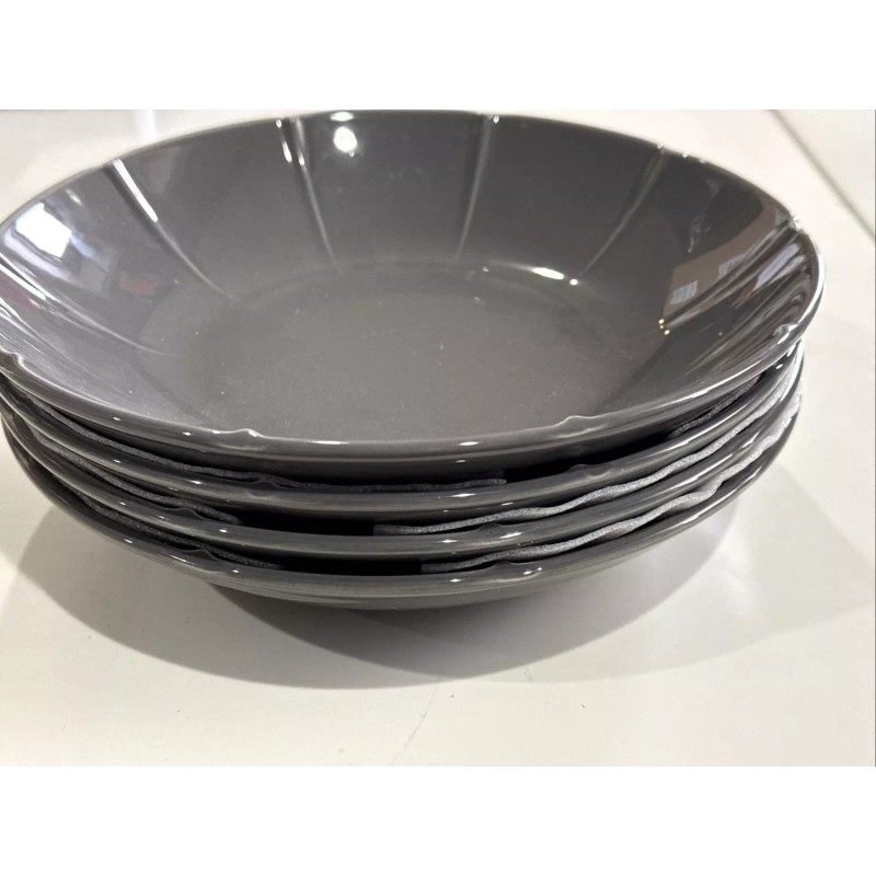 IKEA New IKEA STRIMMIG Deep plate 4 Pack Stoneware grey