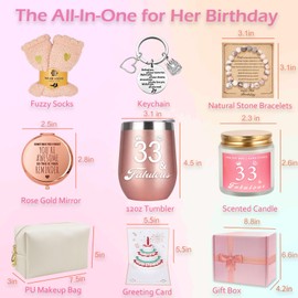 33rd Birthday Gifts for Women Her, Happy 33rd 33 Year Old Birthday Basket Gifts Box for Women Best Friends Female Daughter Sister Her Girlfriend Coworker Bestie Birthday Unique
