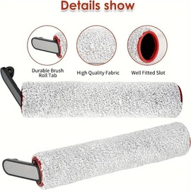 Replacement Parts Compatible with Dreame H12 Pro, H12 Dual Cordless Wet and Dry Vacuum Cleaner Robot Vacuum Cleaner,2 Brush Roll、4 Filters