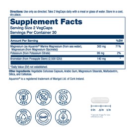 Solaray Magnesium and Potassium with Bromelain, Magnesium Potassium Supplement for Heart Health, Electrolyte, and Muscle Support - Gluten Free & Lab Verified - 30 Servings, 60 VegCaps