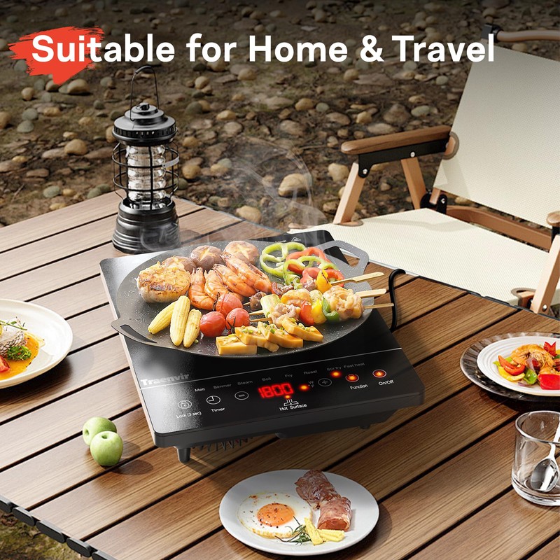 Traenvir Single Burner Electric Cooktop, Portable Electric Stove One Burner,