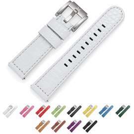 TW Steel Marc Coblen leather watch strap 22 mm with steel clasp, White crocodile, Strap.