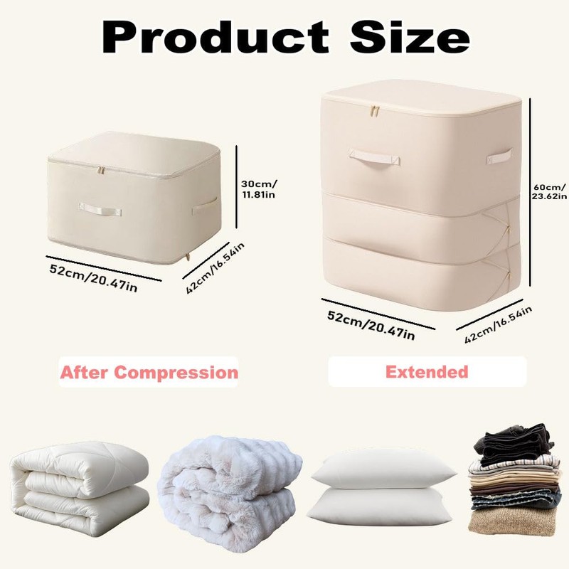 Ultra Space Saving Self Compression Organizer, 3-Layer Zipper Large Capacity