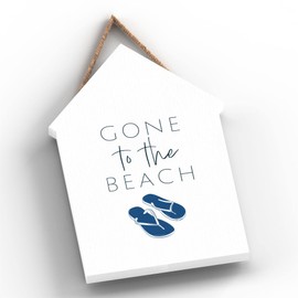 Global Designs Gone To The Beach Coastal Blue Nautical Sign Wooden Beach Hut Hanging Plaque