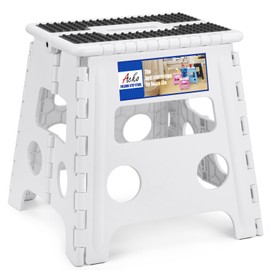 ACKO Folding Step Stool - 13" Height Premium Heavy Duty Step Stools for Adults and Kids, Upgrade Step Stool Kitchen Garden Bathroom Stepping Stool (White)