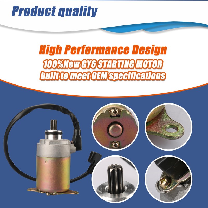 RETEPIF GY6 Starter Motor＋Starter Relay Solenoid compatible with 50cc 150cc