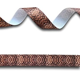 2 Yards (1.82 metres) Snakeskin Snake Skin Brown Animal Print Grosgrain Ribbon 22mm Wide, Ideal for Craft Projects, Scrapbooking, DIY Hair Bows, Present Wrapping etc.