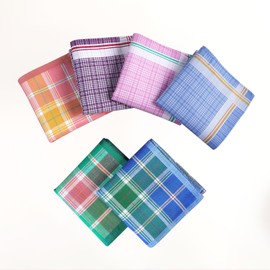 HOULIFE Handkerchief for Women Checkered Ladies Hankies Soft Cotton Women’s Handkerchiefs Plaid Lady Hanky for Wedding Party Prom