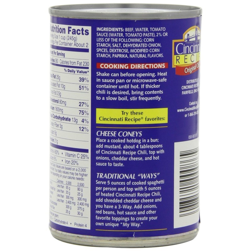 Cincinnati Recipe Chili with Meat, 15-Ounce (Pack of 6)