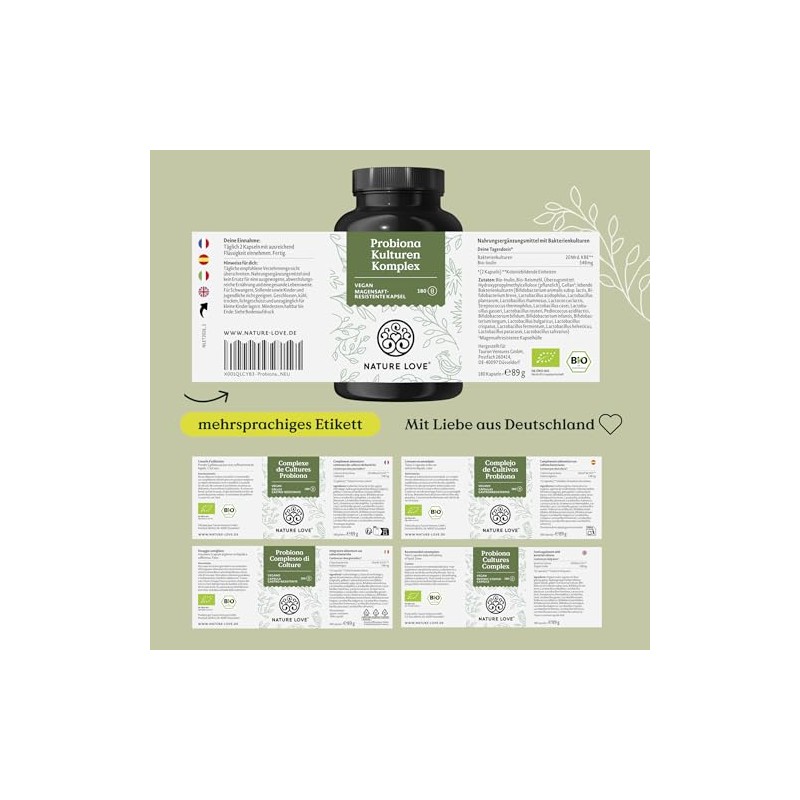 NATURE LOVE® Probiona cultures complex - 20 bacterial strains +
