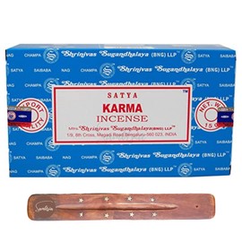 Satya Nag Champa Karma Incense Sticks | x12 pack | with SAMASIA incense sticks holder | Used for Aromatherapy, Yoga, Meditation and Relaxation