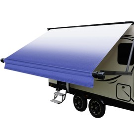Dulepax RV Awning Fabric Replacement(9'2" Fabric) Heavy Duty 18.5 oz Vinyl Fabric -Camper Awning Replacement Universal Replacement RV Awnings for All Awning Brands-Senior Fade Blue