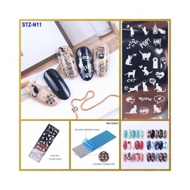 Metal Nail Stamping Plate Happy Easter Bunny Rabbit Butterfly Moon Stars N11 Nail Wraps Art Stickers Manicure Supplies for Women for Home Nails Full Long Lasting Easy Apply and Remove