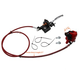 Hydraulic Rear Disc Brake Caliper System + Pads 50cc 110cc 125cc 150cc 200cc 250cc Quad Dirt Bike ATV Go Kart (Chrome Left Hand Brake Lever)