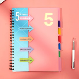 CAGIE A4 Notebook with Index, Lined Spiral Bound, 220 Sheets (110 Pages), Small Spiral Notepad with Index for Work, Office, School, College Essentials, Pink, 21.8 x 28.5 cm