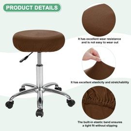 M METERXITY 4-Pack Bar Stool Covers Round, for 12-15 Inch Spandex High Stretchy Fabric Seat Covers with Elastic Bands for Bar Stool/Round Cushion [Dark Brown]