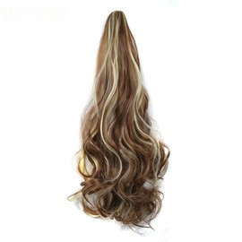 Long Wavy Brown Wig with Blonde Highlights Heat-Resistant Synthetic Hair for Women