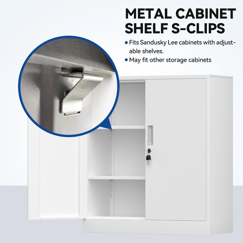 16 PCS Metal Cabinet Shelf S-Clips Compatible with Sandusky Metal