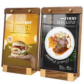 LIANHELILAI 3 Pack 8.5"x11" Acrylic Sign Holder with Wood-Color Base, Tabletop Display Sign Holder Vertical for Store/Coffee Shop/Restaurant Menu Hotel/Office Poster Show