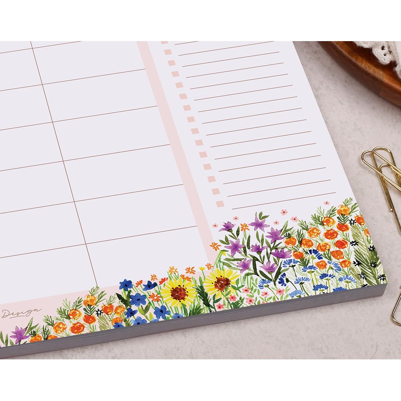 Making Meadows | Pink Floral Weekly Meal Planner Pad |
