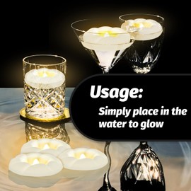 Tappovaly 12PACK Flameless LED Floating Candles, 3'' Battery Operated Plastic Flickering Waterproof Tealights for Cylinder Vases, Centerpieces at Wedding, Party, Pool, Holiday (Warm White)