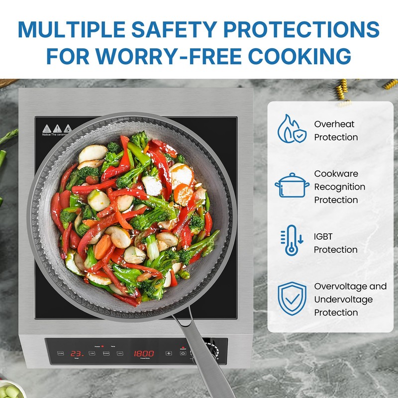 SUNVIVIPRO Commercial Electric Induction Cooktop, 1800W Induction Hot Plate, 10