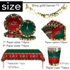 70PCS Christmas Party Tableware Set,Red Green Christmas Disposable Plates Napkins