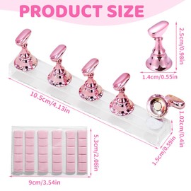 JAWUZ Set of 3 Magnetic Nail Tips Holder, Acrylic Nail Stand, Acrylic Nails Art Practice Stand, Contains 30 Pink Clay