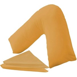 URBAN GROOVE V Shaped Pillowcase Cover Plain Polycotton Back & Neck Support Orthopaedic/Pregnancy/Nursing Pillowcase Cover - V Pillow case cover only (Envelope Closure) (Mustard)