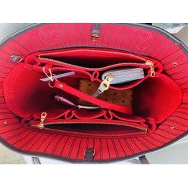 AlgorithmBags designed for LV Neverfull GM Purse Organizer Insert with Zippers Luxury Bag Shaper Liner (Cherry)