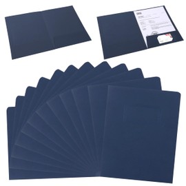 Presentation Folder A4 à Double Pocket Folder, Pack of 12 Kraft Paper Document Folder Paper Presentation Folder for Files, Meetings, Reports, Office Supplies (Navy Blue)