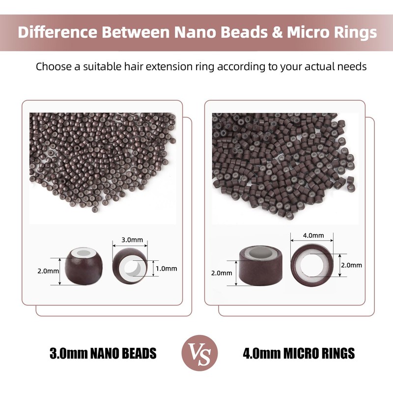 Vlasy 100Pcs Nano Ring Beads Silicone Lined Beads for Nano