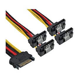 Y Power Supply Cable SATA Female / 4 x SATA Male Angled with Safety Loop 0.15 m