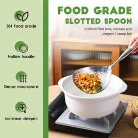 Dropfree 15 Inch Skimmer Slotted Spoon 304 Stainless Steel Large Skimmer Ladle Strainer Spoon Kitchen Colander Spoon for Cooking, Frying, Draining