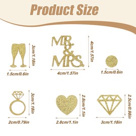 Apausvcm 200 Stück Konfetti Hochzeit Deko,Streudeko Hochzeit,Mr&Mrs Konfetti Hochzeitsdeko,Confetti Tischdeko Hochzei,Glitter Tischkonfetti,Hochzeitsdekoration Tisch Gold für Hochzeitsdeko Geschenk
