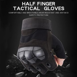 Tactical Half Finger Gloves, Paintball Airsoft Fingerless Gloves, Airsoft Military Gloves for Motorcycle Hunting Cycling Shooting Hiking Camping Army Training Gloves MTB (L, Black)