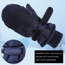 XIAOHAWANG Kids Ski Gloves Baby Boys Winter Dinosaur Glove Toddler Girls Waterproof Mittens 2-8 Years (Navy-A, S)